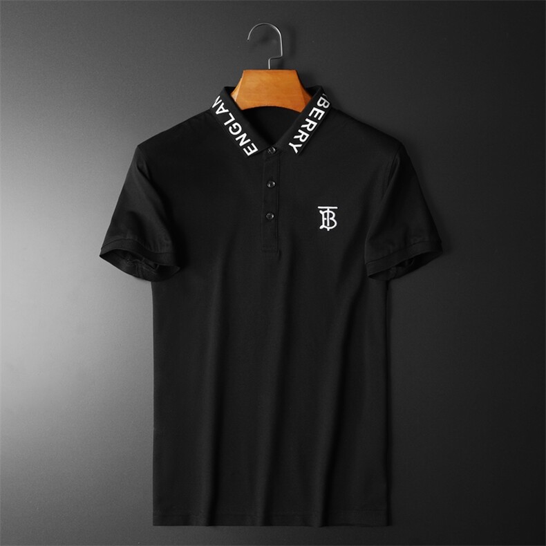 2021新款夏季刺绣绣丝光棉潮流修身短袖PLS 货号2514 P70 黑色图片