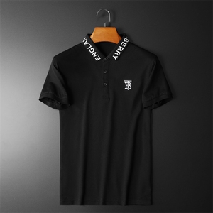 2021新款夏季刺绣绣丝光棉潮流修身短袖PLS 货号2514 P70 黑色图片
