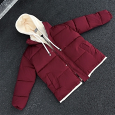 冬季撞色连帽假两件棉服情侣款保暖棉衣宽松外套D4134-TP75不，男装棉衣，电商A102