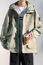 春秋户外冲锋衣男女同款防风防水连帽工装外套登山服夹克2481-P75，男装夹克，星座1403B