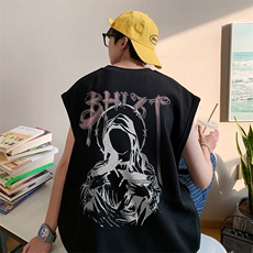 B239-1225-P23夏季坎肩无袖T恤男装背心/马甲创意字母人像印花，男装背心/马甲，星座514-2(原B239)