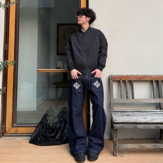 美式高街复古老钱风夹克冲锋衣男女纯色休闲宽松棒球立领飞行外套，男装夹克，电商A486