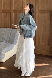 法式蕾丝半身裙2025春甜美清新减龄高腰A字蛋糕裙L509 1P95 K145图片