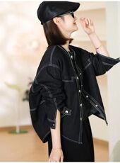 2025简约百搭时尚明线牛仔外套，女装短外套，湘姗