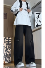 秋季新款水洗拉链牛仔裤男美式潮牌复古阔腿长裤子-A1153TP55控79，男装牛仔裤，电商B241