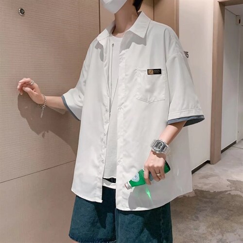 短袖衬衫春款男港风潮流C65P28,男装衬衫,星座1116-2