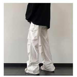 美式大口袋工装裤男女秋冬阔腿中腰显瘦休闲运动伞兵裤S731 P38图片
