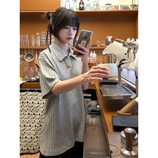 XZ1005-1-TTH330-P58手缝线麦穗纹POLO衫短袖设计高级感翻领T恤，男装T恤，星座1005-1