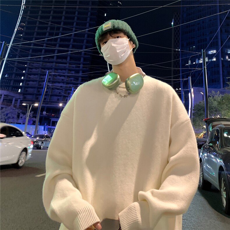 港风夜景宽松休闲圆领毛衣A247-M800常规特批35加绒特批50控78,男装针织衫/毛衣,电商A247