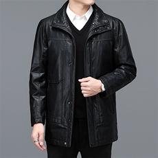 BHSK-55钱塘2020-2中年男士商务休闲冬季厚款皮衣夹克外套P400，男装皮衣，钱塘207-2
