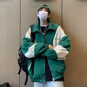 撞色立领棒球服男款春秋季港风宽松情侣外套潮牌J103-P58图片