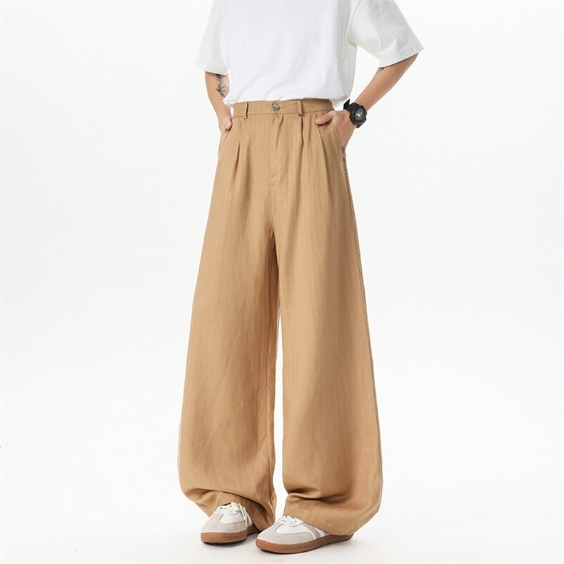 8XL-M特大码亚麻阔腿裤男夏棉麻西装裤垂感冰丝裤K981P68,男装休闲裤,电商D206-1