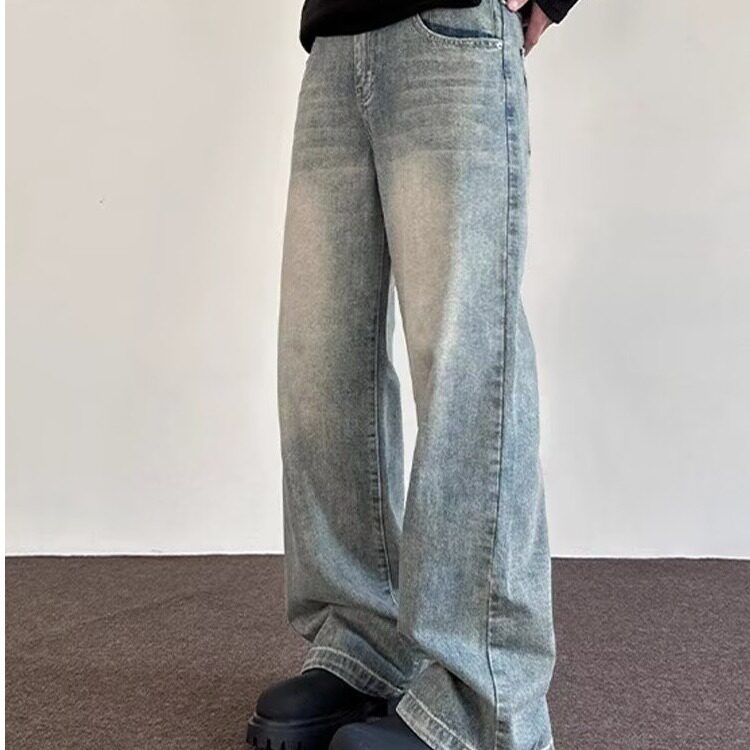 美式复古阔腿牛仔裤男潮牌水洗百搭宽松直筒裤NA36-P47,男装牛仔裤,星座208-5