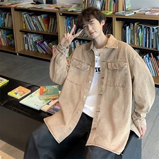 文艺长袖春季青春流行百搭潮圆领潮流新款格子日常标准衬衫男，男装衬衫，星座716-3