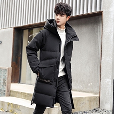 2023新款男士连帽90绒羽绒服中长款派克服中青年冬季外套加厚外衣，男装羽绒服，钱塘723