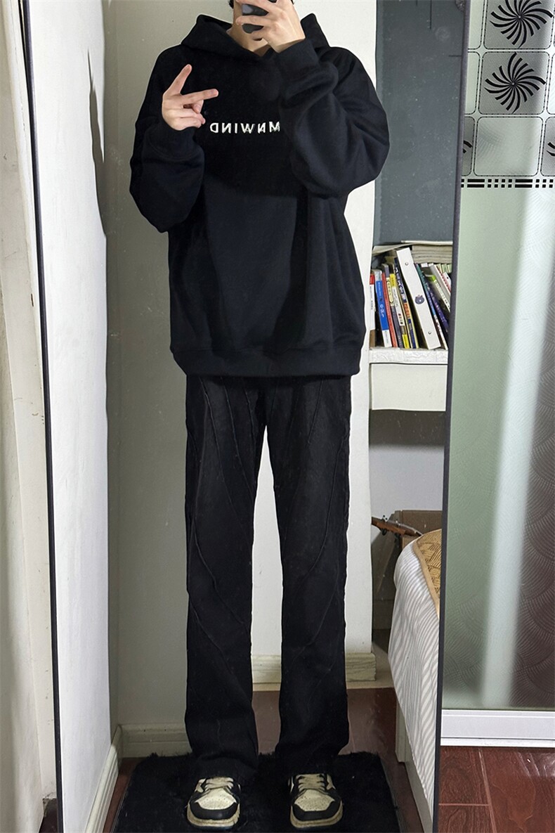 B221美式ins高街暗黑小众个性设计直筒牛仔裤LK23144-P65控88,男装牛仔裤,电商B221