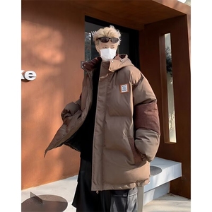 冬季潮牌保暖百搭连帽上衣美式复古拼接设计灯芯绒棉服 W8064-P85图片
