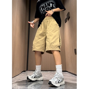 夏季工装短裤男潮款直筒宽松百搭五分裤速干水洗裤子男KD12,卡其裤子高级搭配图片