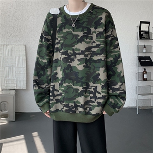 WY10177-特P38美式复古迷彩卫衣内搭男女宽松休闲百搭高级感上衣图片