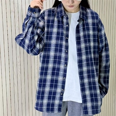 春季新款现货（跨境电商）格子男女情侣款潮流宽松格纹衬衣，男装衬衫，星座1107-1