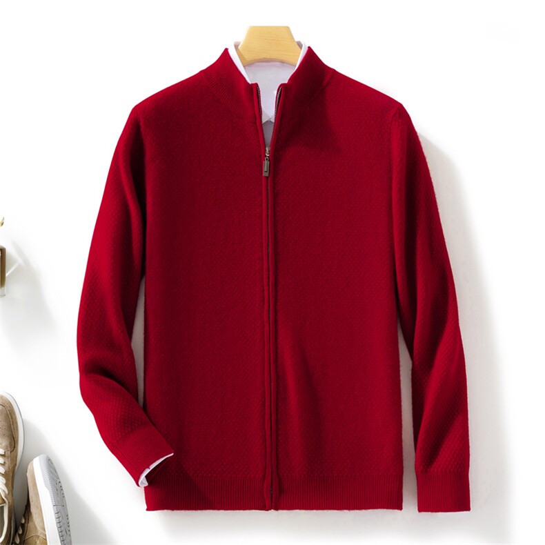 纯羊毛开衫男士25秋冬新款宽松加厚拉链外套休闲商务针织羊绒上衣，男装羊毛衫，忠诺羊绒