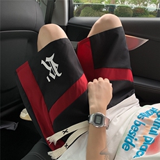 1港风拼色抽绳短裤男大码M-5XL休闲潮流五分裤男DK77035P30控48，男装牛仔裤，星座226-2