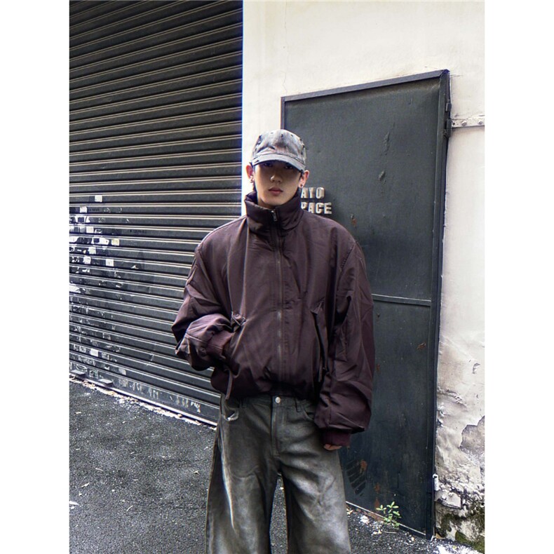 美式街头白鸭绒三防立领羽绒服男女潮牌短宽保暖外套JK6048,男装羽绒服,星座516A