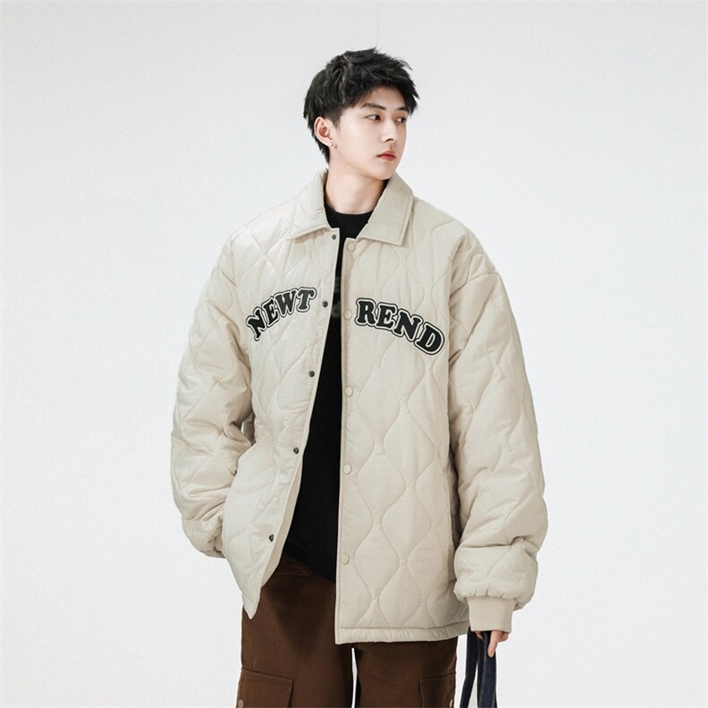 夹克棉衣男潮牌冬翻领字母痞帅棒球服外套大码棉服M0781-P95图片