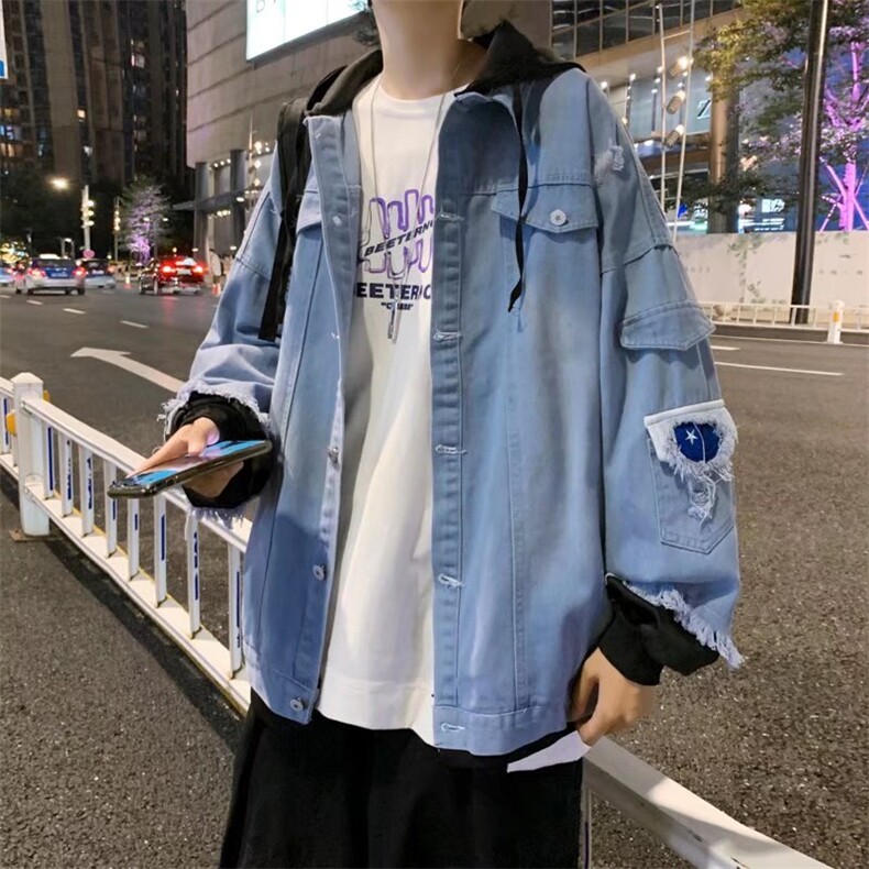 潮流夹克潮男春季假两件外套夹克JB39P50图片