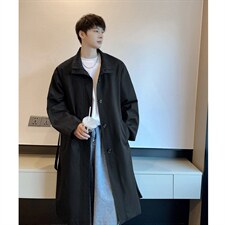2026港风英伦单排扣腰带风衣男大码M-5XL中长款男FY77916P95控148，男装风衣，星座227-7