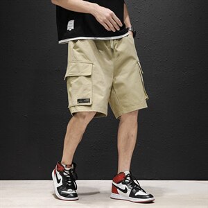 A003-HK7012-P45夏装新款时尚口袋男士工装短裤黑墙