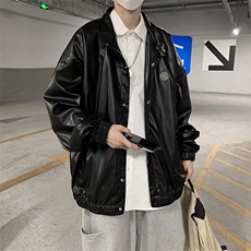 秋季潮牌潮机车皮衣外套宽松ins原宿bf风百搭休闲夹克W1833-P65，男装夹克，星座512-4