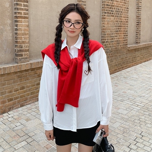 白色衬衣女秋季新款刺绣衬衫外套女百搭宽松休闲上衣图片
