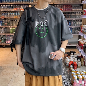 夏装青少年渐变时尚纯棉T恤短袖男女创意印花半袖1599-P45 控价68图片