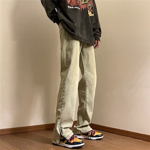 黄泥色拉链高街牛仔裤2501-1-NZ938-P5085棉15涤纶图片