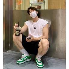 抖音得物供货现货重磅纯棉美式休闲印花宽松无袖背心潮牌t恤ABX01，男装背心/马甲，电商A443