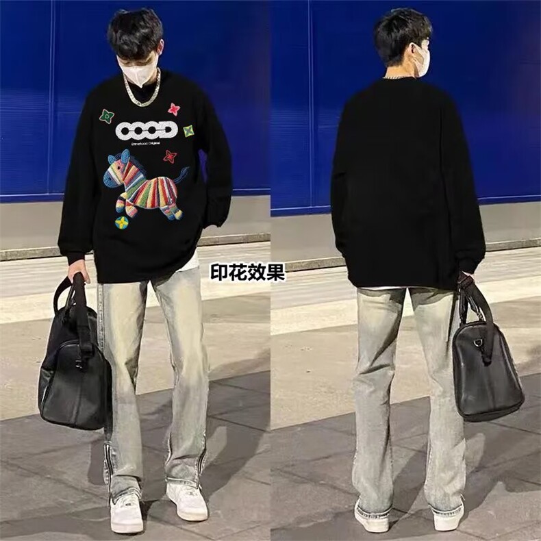 1506-1/WA2-161彩马/P42保暖卫衣男女款休闲宽松印花圆领上衣服情,男装棉衣,星座1506-1