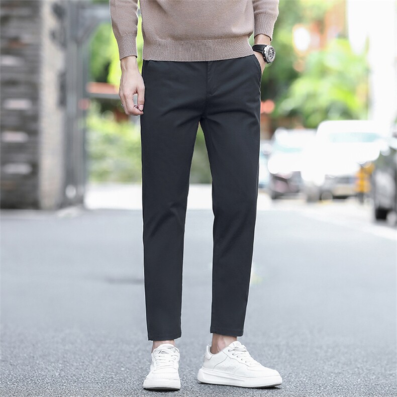 纯棉九分裤男修身秋季薄款直筒透气裤子男2025新款休闲裤D988-P45,男装休闲裤,星座509