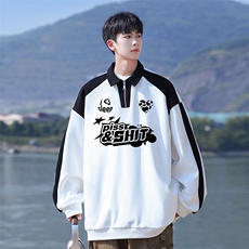 高品质！23秋季美式拼色翻领POLO衫休闲宽松卫衣PW2337-P50控78，男装卫衣，电商B370