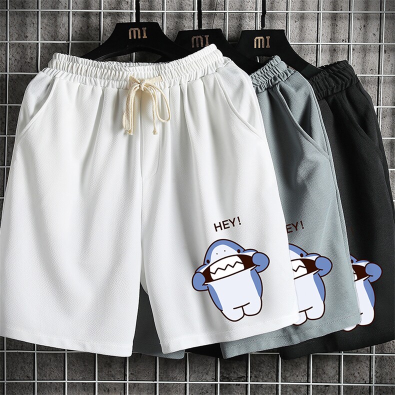 MK37167-P15冰丝短裤男士大码宽松休闲五分裤男运动中裤网格挂拍,男装休闲裤,电商A040A