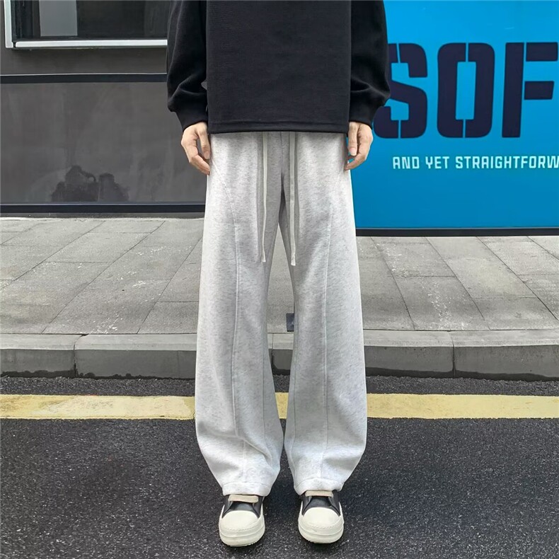 秋季复古重磅弯刀休闲卫裤男女潮牌美式宽松百搭阔腿运动长裤J64,男装休闲裤,星座310B-1