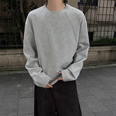 抖音得物品质26春装美式高街曼巴棉螺纹拼接卫衣圆领长袖T恤YT164，男装T恤，电商A486-1