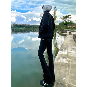 1014-1~KZ3003~特P35-美式痞帅vibe牛仔裤男高街潮牌黑色,暖色肤色搭配穿衣颜色图片