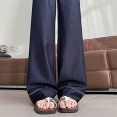 天丝阔腿牛仔裤夏薄款宽松深蓝色加长冰丝春季穿搭垂感西装，女装休闲裤，云美莎专业女裤-全店现货