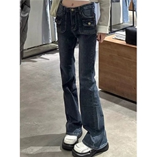 复古大码百搭显瘦高级感高腰显瘦牛仔裤女弹力微喇裤NY749，男装牛仔裤，星座1116A（原606A-3）