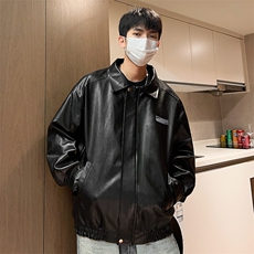 秋季新款男士皮夹克潮机车宽松皮衣外套宽松A266-PY006-P80控138，男装夹克，电商A266