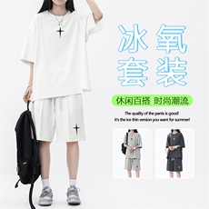 休闲运动套装女夏季薄款舒适透气短袖短裤一套搭配TZ52-特批70，男装休闲套装，星座718