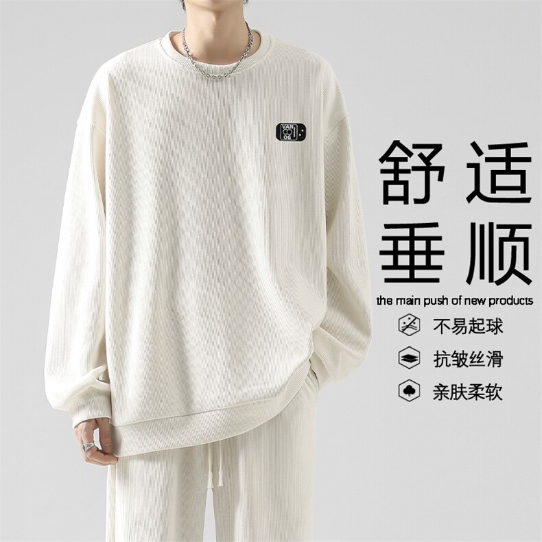 秋冬美式休闲百搭内搭舒适条绒卫衣TW870常规特批53,男装休闲套装,星座718