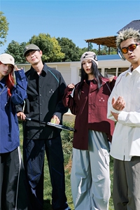 秋季男士衬衫外套青少年拼色宽松工装夹克上衣图片