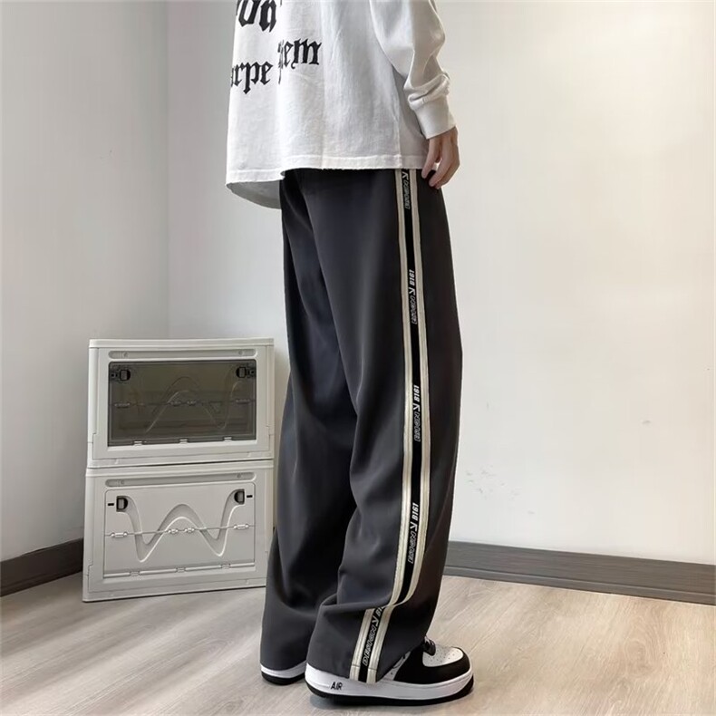 休闲裤男韩版潮流拼色条纹帅气2024秋季ins宽松长裤K4415-P38,男装休闲裤,星座412-3